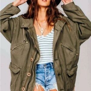 Women’s Free People 100% Cotton, Hooded Utility Jacket - Size M